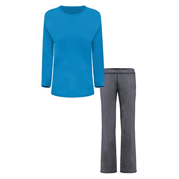 Hanes - Womens ComfortSoft Escomart Open Leg Fleece Jogger Sweatpants with Long Sleeve Crew Neck
