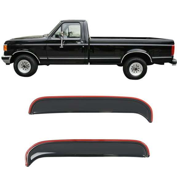 Ikon Motorsports In-Channel Window Visors Fits 1980-1996 Ford F-150 F-250 F-350, Slim Style Side Door Deflectors, Acrylic Smoke 2PCS