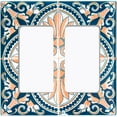 thumbnail image 6 of Metal Light Switch Plate Cover Peach Blue Floral Tile Pattern TIL023, 6 of 13