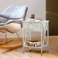 thumbnail image 5 of VECELO 3-Piece Coffee Table Set for Living Room Include Wood Coffee Table + 2 End Tables, Gold+White, 5 of 8