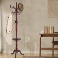 thumbnail image 6 of Coat Rack Freestanding, Hall Tree with 11 Hooks, Heavy Duty Wooden Coat Tree Stand, Adjustable Height, Sturdy Base for Bedroom Hallway Office - Load 300lbs, 6 of 7