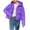 Purple, variant on Women's Cropped Puffer Jackets Long Sleeve Zip Up Button Drawstring Stand Collar Hooded Quilted Jacket Zipper Pockets Solid Loose Fit Thermal Winter Short Down Coats 2025 Fashion