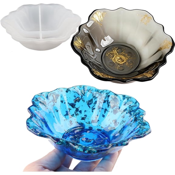 Resin Molds for Bowl, 5.1 x 1.8 inches Silicone Bowl Mold, Flower Silicone Tray Molds for Resin, Epoxy Resin Containers Molds for DIY Jewelry Holder Trinket Container Candle Vessel Holder
