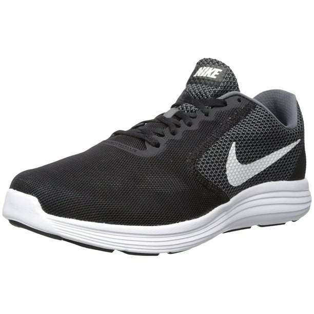 Nike - Nike Mens Revolution 3 Low Top Lace Up Running, Dark Grey/White ...