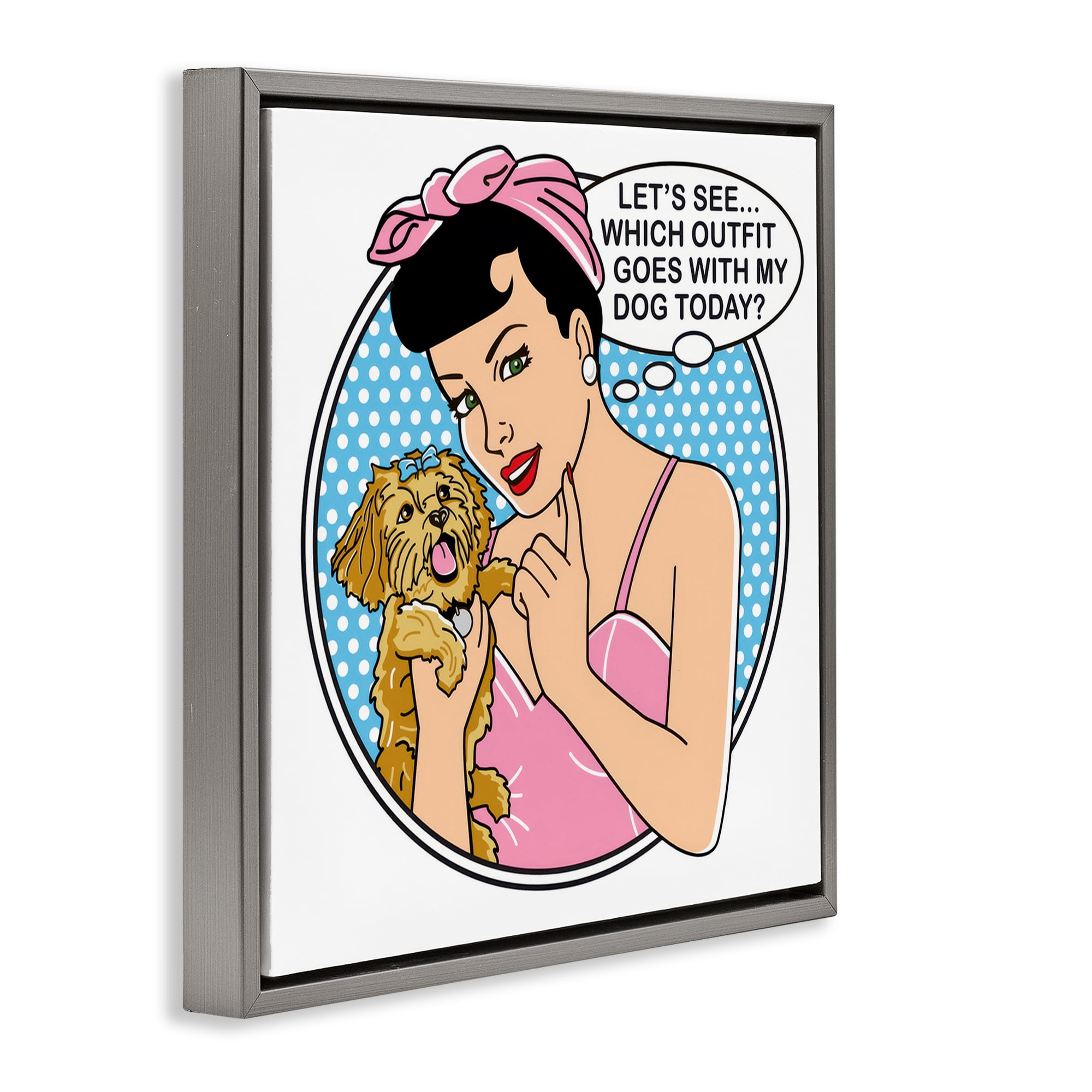 Stupell Industries Which Outfit with Dog Animals Painting Gray Floater Framed Canvas Art Print Wall Art, 18 x 18