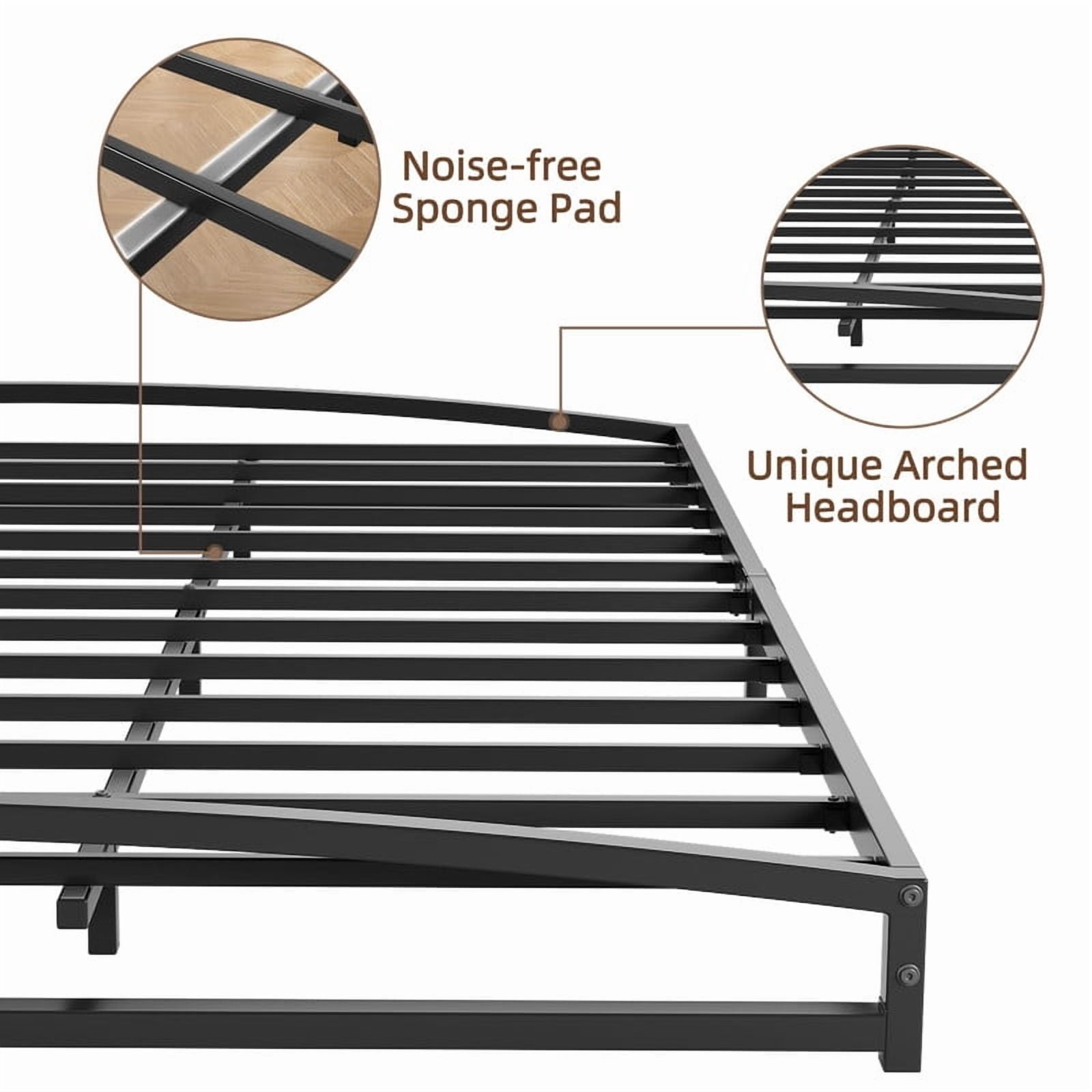 Eastvita King Size 1.10 Inch Heavy Duty Metal Platform Bed Frame - No Box Spring Needed, Noise-Free, Non-Slip, Easy Assembly, Black