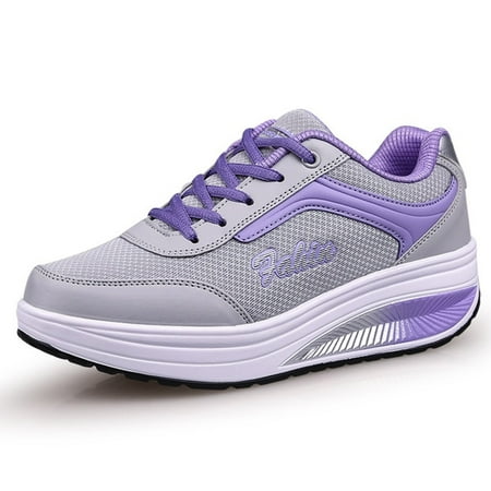 Jacenvly Athletic Shoes Women Wide Lace-up Ladies Summer Plus Size Running Platform Fashion Casual Mesh Breathable Sports Plimsolls Shoes
