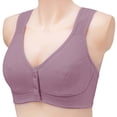 thumbnail image 4 of Gymayou Women Plus Size Front Snap Wireless Bra Thin Cotton Beauty Back Wide Vest Straps For Elderly Mature Ladies Purple 38, 4 of 7