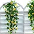 thumbnail image 3 of 1Pc Artificial Flower Realistic DIY 9 Forks Wall Decoration Simulation Morning Glory for Party Yellow Faux Silk Flower, 3 of 8