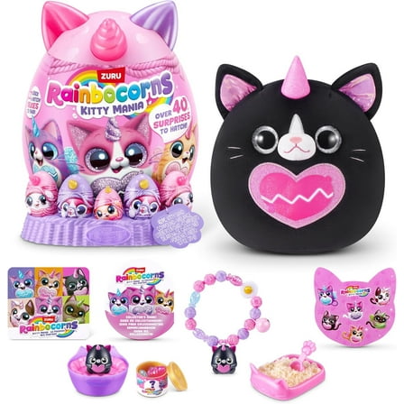 Rainbocorns Kitty Mania Black Cat Mystery Egg Plush [Over 40 Kitty Surprises Inside!]
