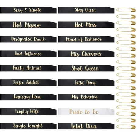 18 Pcs Bachelorette Party Sashes for Bride and Bridesmaid, Bridal Shower Engagement Wedding Party Favors