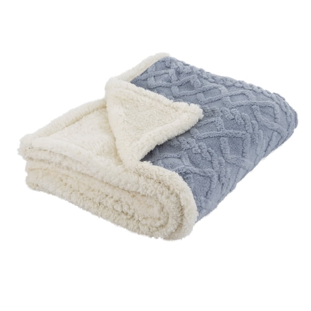 Cobertor Cobija Aborregado con Forro Polar Sherpa | Suave | Caliente | Ligera | Tamaño 150 x 100 cm (Azul, 150 x 100 cm)