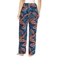 thumbnail image 3 of Uemuo Tropical Leaves Pattern Women's Wide Leg Palazzo Lounge Pants with Pockets Light Weight Loose Comfy Casual Pajama Pants-Large, 3 of 9