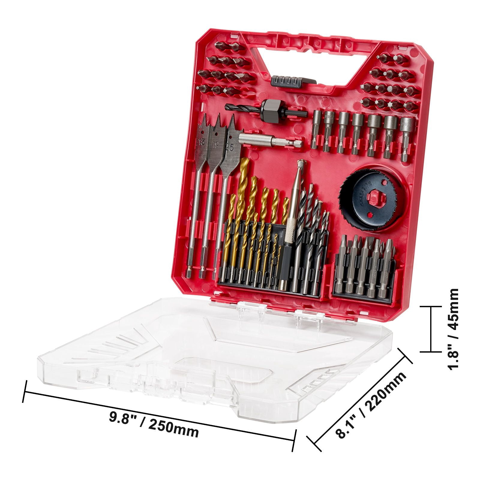 70-Piece Drill and Driver Bit Set HSS/Carbon Steel CR-V Bits Organized Storage Case Magnetic Holder for Metal Wood Masonry Plastic DIY