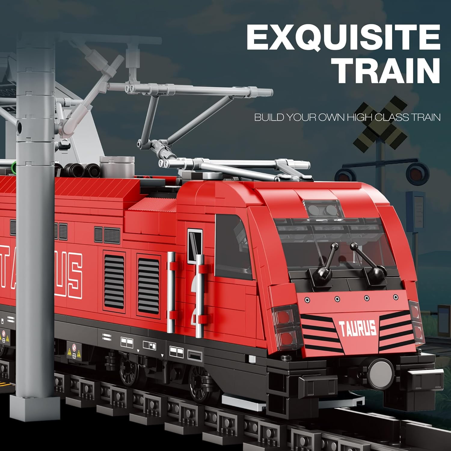 Reobrix 66020 Taurus Locomotive Building Blocks Set, Train Model Building Kit with Train Tracks, Train Toy for Teens 14+ and Adults, 1939 Pieces