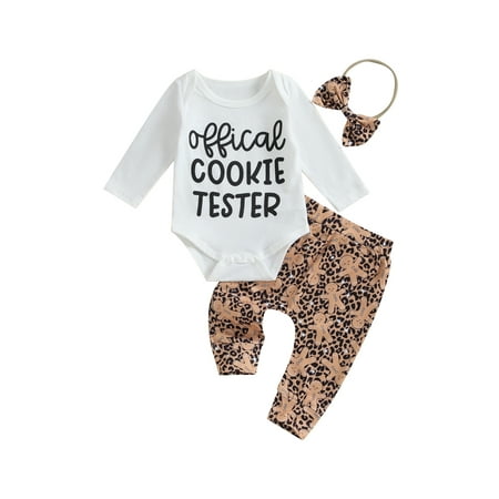 

Baby Girls Fall Outfit Letters Romper Gingerbread Man Pants Headband