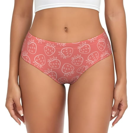Womens Underwear - cute pink Strawberry No Show Seamless Underwear for Women  Stretch Women s Panties  Hipster Soft Comfort Ladies Panties Bikini Underwear Briefs