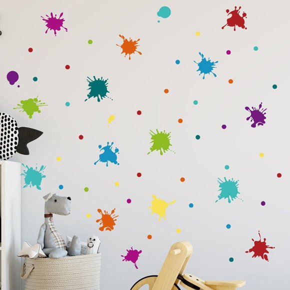 ORUYROP Multicolor Paint Splatter Wall Decal, Splatter and Splotches Wall Sticker for Art Room Nursery Classroom Decoration