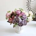 thumbnail image 5 of Ramo de peonías de flores artificiales, jarrón de rosas de seda para decoración del hogar, jardín, boda, plantas falsas decorativas, material para guirnalda navideña, 5 of 5