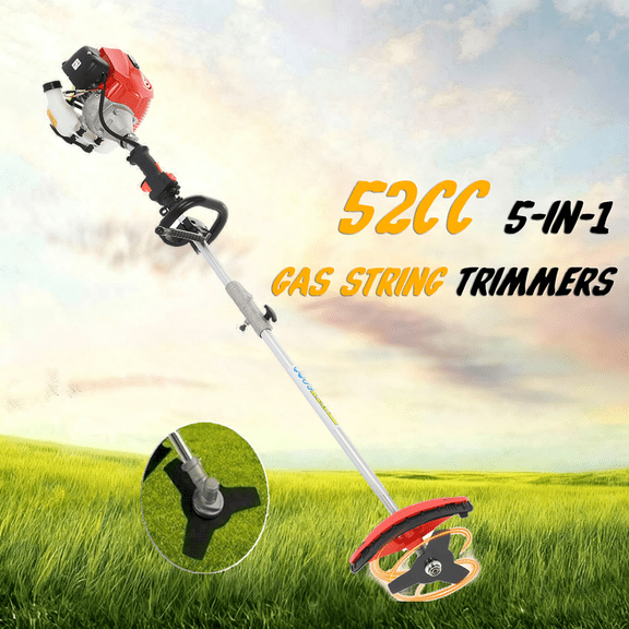 Floseru 52CC 2-Stroke Gas Weed Eater, 5 in 1 Gas String Trimmer, High Power Weed Wacker Gas Powe, Upgraded Brush Cutter Hedge Trimmer, Multi Functional Trimming Tools for Lawn, Yard, Garden