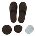 thumbnail image 3 of Unique Bargains 1 Pair Disposable Slippers Foldable Breathable Mesh Hotel Slippers Coffee Color, 3 of 5