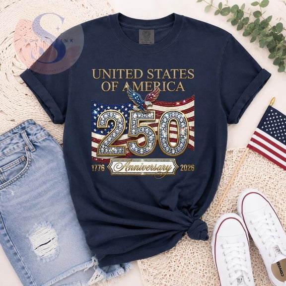 America 250 Shirt, USA 250th Anniversary Faux Rhinestone T-shirt, 4th of July 2026 Graphic Tee, Patriotic 1776 2026 United States Gift