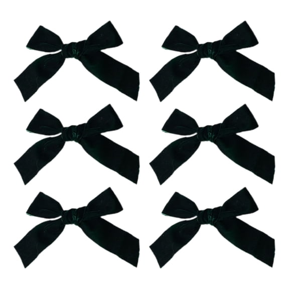 6 Pcs Medium Red Velvet Christmas Bows – Burgundy Xmas Ribbon for Tree, Wreath, Garland & Gift Wrapping – Holiday Home Decor, Dark Green, Bows