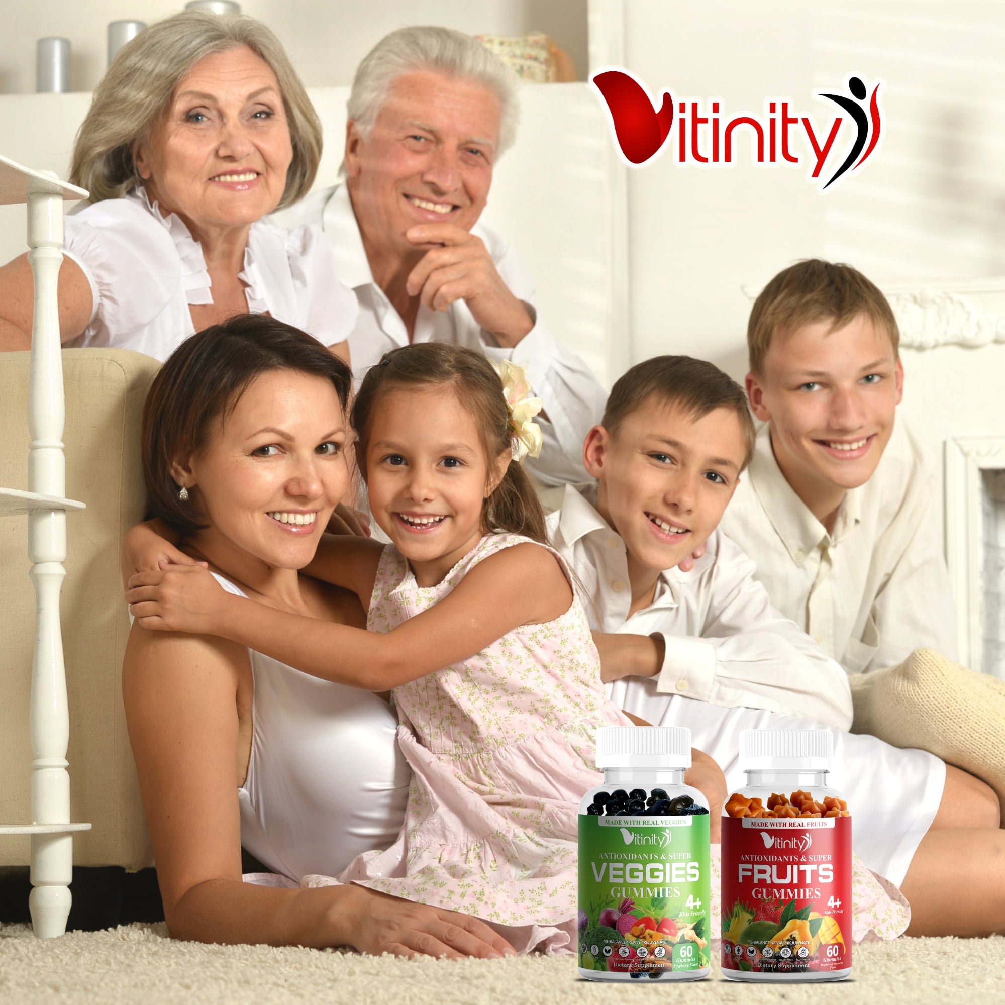 VITINITY Fruits and Veggies Gummies - Superfood Vegetable Vitamin Supplement for Women and Men - with a Blend of Fruit and Greens for Daily Health