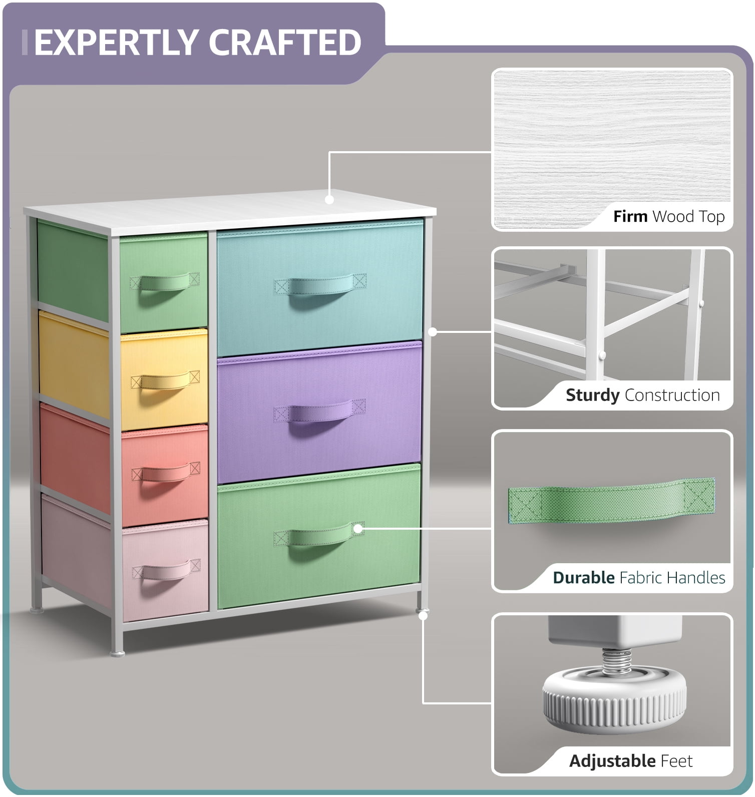 Sorbus 7-Drawer Organizer Dresser for Baby Nursery, Kids' Children Room - Easy Assembly