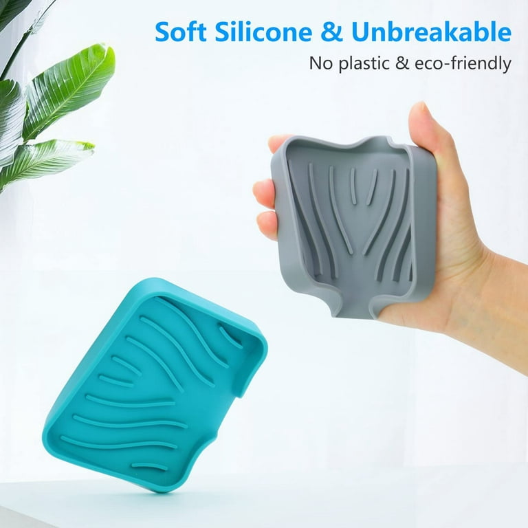 Soap Dish with Drain Silicone Soap Dish for Shower Bar Soap Holder