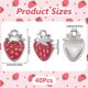 thumbnail image 2 of 1 caja de 40 dijes de fresa esmaltados, dijes de frutos rojos, aleación de metal plateado, lindos dijes de fresas, 2 of 6