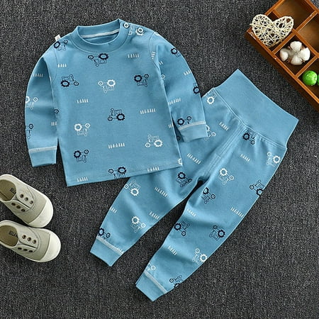 

[BRAND CLEARANCE!!!] 0-5T Autumn Baby Kids Girls Boys Pajamas Set Cute Cartoon Print Sleepwear Set Long Sleeve Blouse Tops+Pants Pajamas (Yellow)