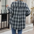 thumbnail image 4 of 2025 T-Shirts Décontractés d'Automne pour Femmes, Col en V, Manches Courtes, Patchwork, à Carreaux, 4 of 8