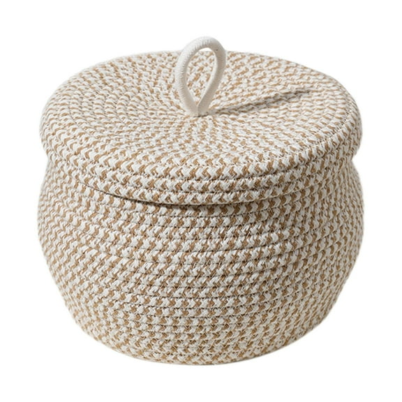 kowaku Cotton Rope Storage Basket with Lid Organizer, Empty Woven Box, Egg Basket for Towels, Sundries, Cosmetics, Laundry Room, Home