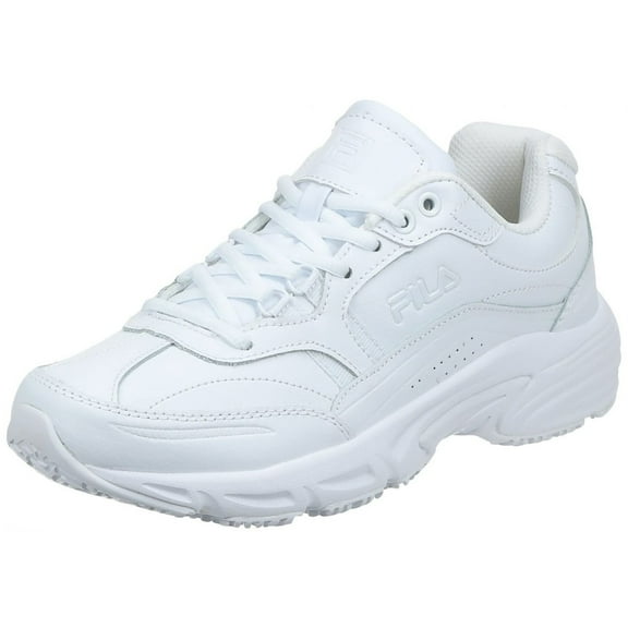 FILA WORK Womens Memory Workshift Wide Width Soft Toe Slip Resistant Work Shoe White/White/White - 5SGW0002-100 US Women