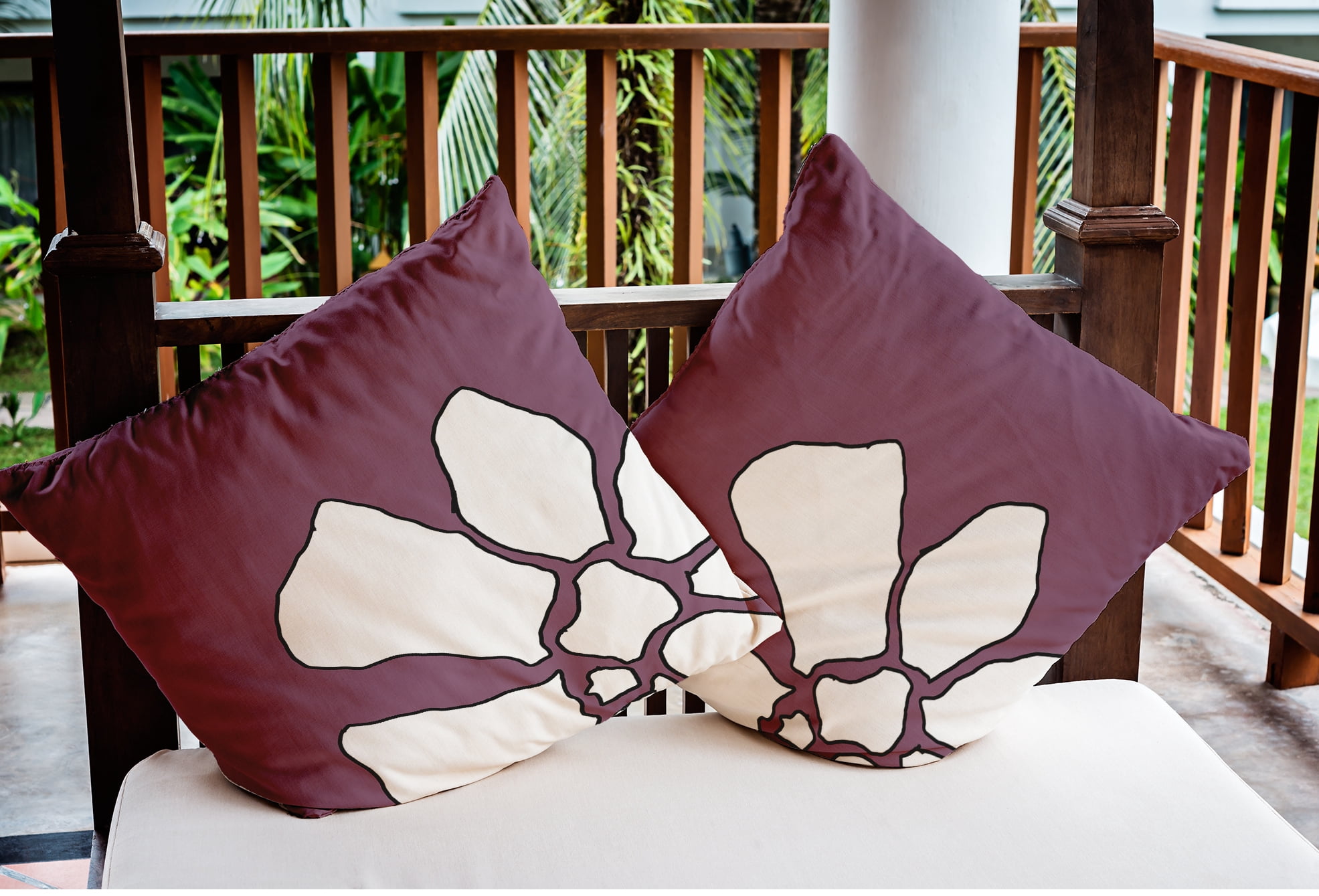 Simply Daisy 16 in x 16 in Modern and Contemporary Purple Floral Polyester Throw Pillow