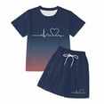 thumbnail image 5 of Girls 2-Piece Summer Outfits Set Short Sleeve Crew Neck T-Shirt & Elastic Waist Shorts Casual Breathable Clothes for Kids Navy Size 3-4 Years, 5 of 5