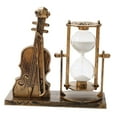 thumbnail image 4 of Reloj de arena con forma de violín, instrumento musical decorativo, reloj de arena coleccionable. Dorado, 4 of 9