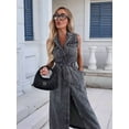 thumbnail image 3 of Womens Summer Casual Sleeveless Denim Shirt Dress Lapel Button Down Belted Jean Long Dresses, 3 of 7