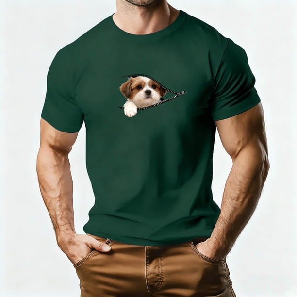 Tops para hombre, blusas y camisas de manga corta con cuello redondo para hombre, camiseta deportiva informal con estampado de corazones a la moda para hombre, blusa de poliéster de manga corta con cu
