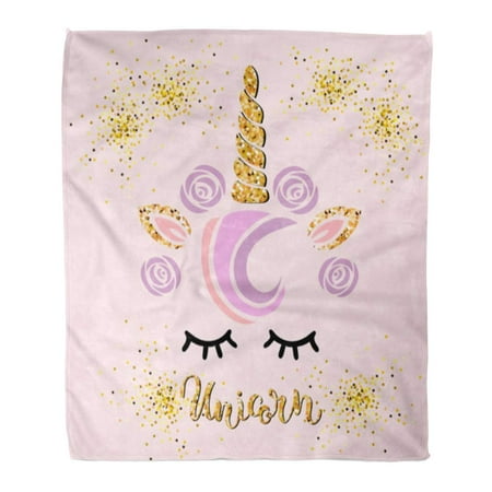 SIDONKU Flannel Throw Blanket Unicorn Lettering As Patch Stick Cake Toppers Laser Cut Plastic Wooden for Birthday Greetings 50x60 Inch Lightweight Cozy Plush Fluffy Warm Fuzzy Soft