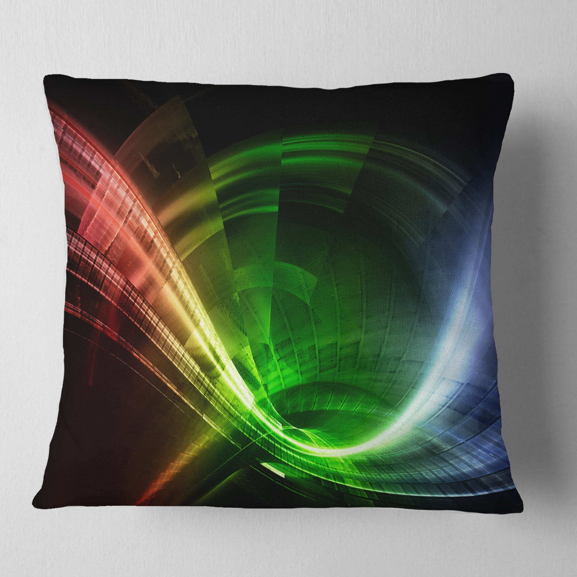 Designart Fractal 3D Colorful Tunnel - Contemporary Throw Pillow - 18x18