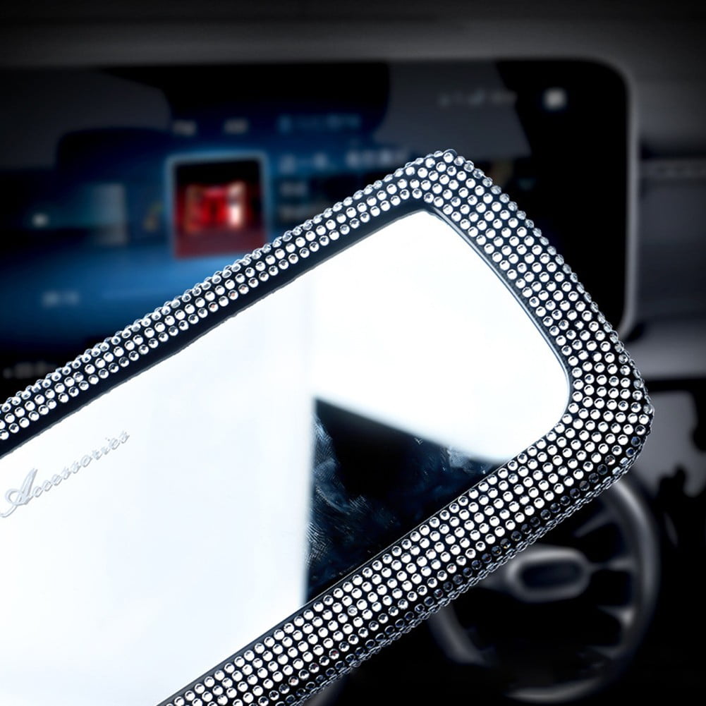 Car Rear View Mirror Accessories with Bling Crystal Diamonds Interior Trim Cover