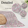 thumbnail image 3 of Vintage Pink Flower Throw Pillow Covers, Spring Floral Leaves Pastoral Birds Plants Soft Breathable Pillow Cases with Invisible Zipper, Small Pillowcases for Couch Bed Sofa Chair 16x24 Inches, 3 of 9