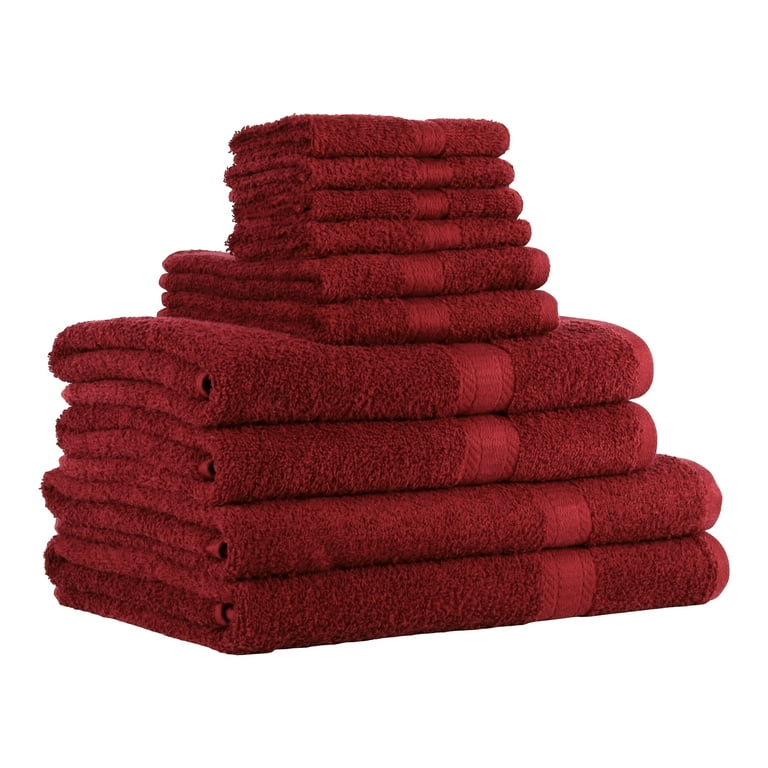 Mainstays Solid 10 Piece Bath Towel Set Merlot Walmart