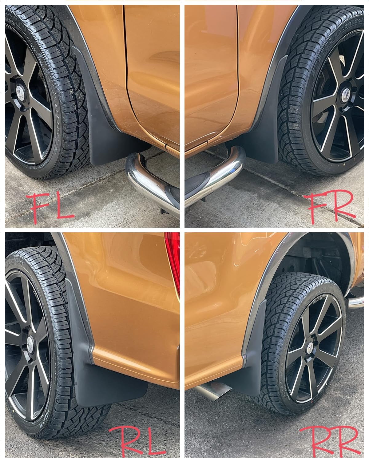 Upgraded All-Weather Mud Flaps for Ford Ranger 2019-2023 No Drill Splash Guards