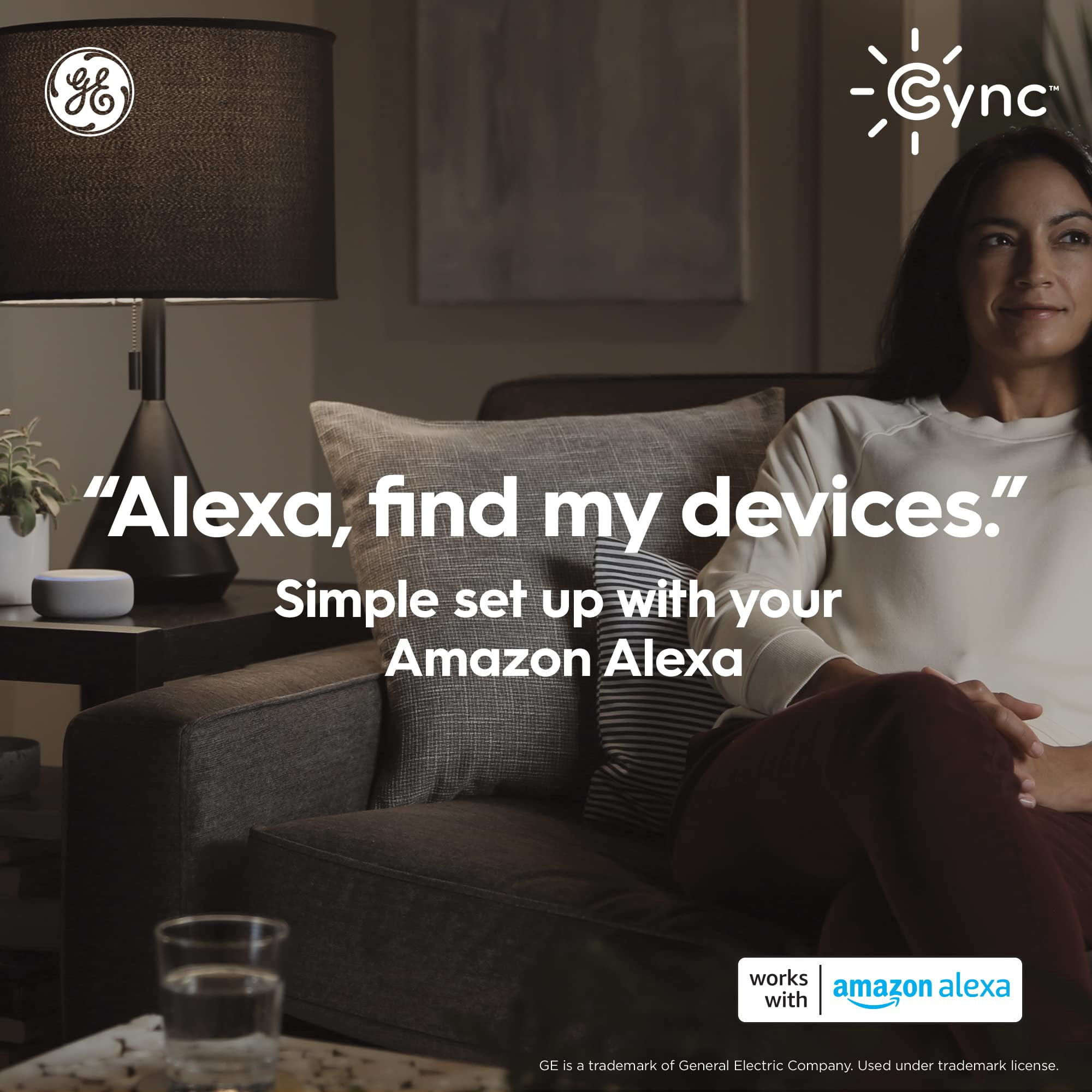 (4 bulbs) GE CYNC Smart LED Light Bulbs, Color Changing, Bluetooth Enabled, Christmas Lights and Holiday Décor, Works with Alexa and Google