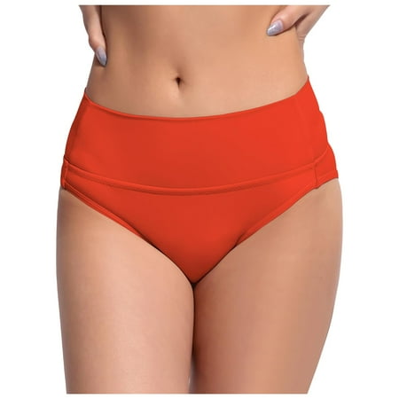 Xudanell Women s High Leg Cut Waist to Hip Bikini Bottom Swimsuit Basic Swim Briefs Spring Summer Sexy Bottom Swim Pants (Orange L)
