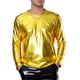 thumbnail image 1 of INSPIRE CHIC Camisetas de Hombre Cuello Redondo de Manga Larga Brillante Talla S Amarillo, 1 of 6