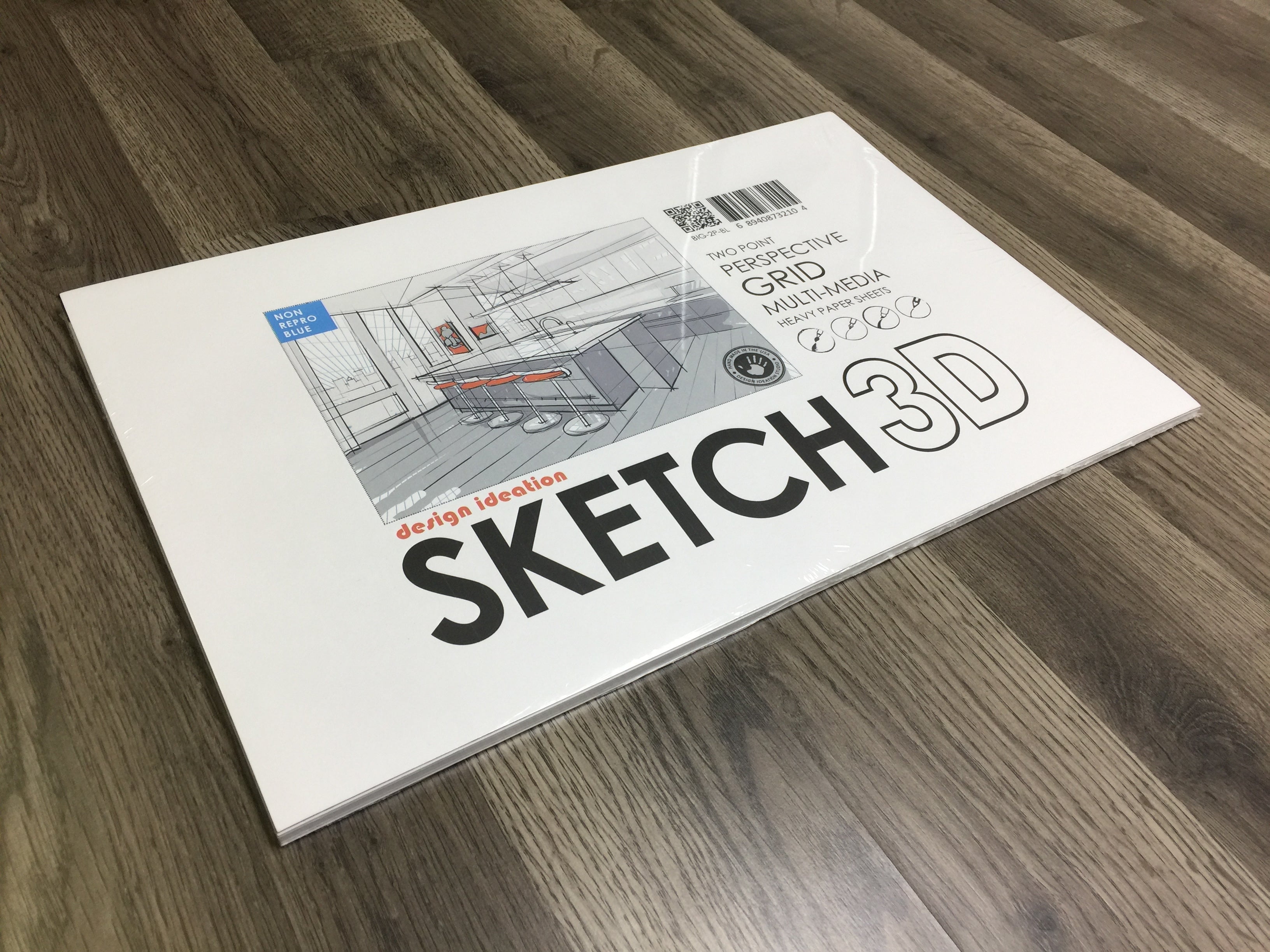 Perspective Grid Pad. Removable Sheets. Mixed Media Paper. Reinforced Lay Flat Binding. 2 Point. Blue. (11" x 17") PAD-2550-TS-H (2 Pads)